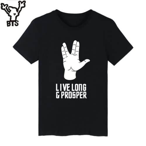 BTS <font><b>Star</b></font> <font><b>Trek</b></font> Spock Live Long and Prosper Mens TShirts Summer Funny Short Sleeve T-shirts in Plus Size Streetswear