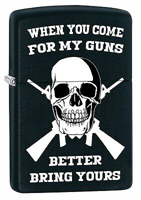 Zippo Lighter: Skull, Better Bring Your Guns - Black Matte 79548